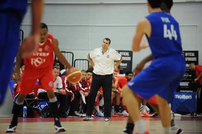 Framed Print : Bristol Flyers Andreas Kapoulas Coaches in BBL Action Against Durham Wildcats Framed Print : Bristol Flyers Andreas Kapoulas Coaches in BBL Action Against Durham Wildcats
