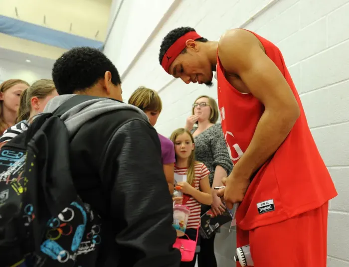 Framed Print : Bristol Flyers Basketball: Greg Streete Signing Autographs During the British Basketball Cup Match Against Plymouth Raiders