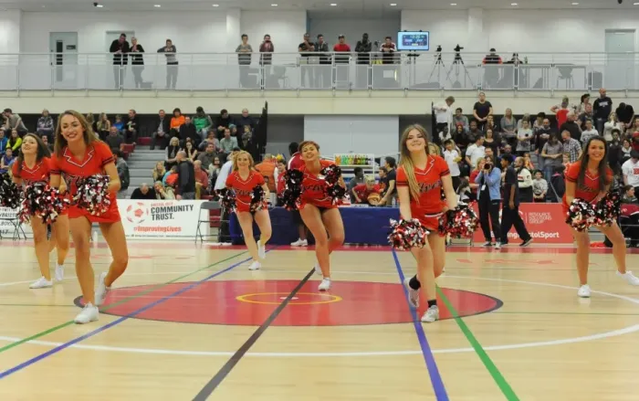 Framed Print : Bristol Flyers Basketball: Cheerleaders in Action during Exciting Game against Cheshire Phoenix Framed Print : Bristol Flyers Basketball: Cheerleaders in Action during Exciting Game against Cheshire Phoenix