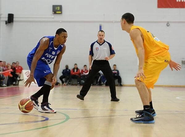 Bristol Flyers Doug Herring Charges Forward in Basketball Action Against Sheffield Sharks