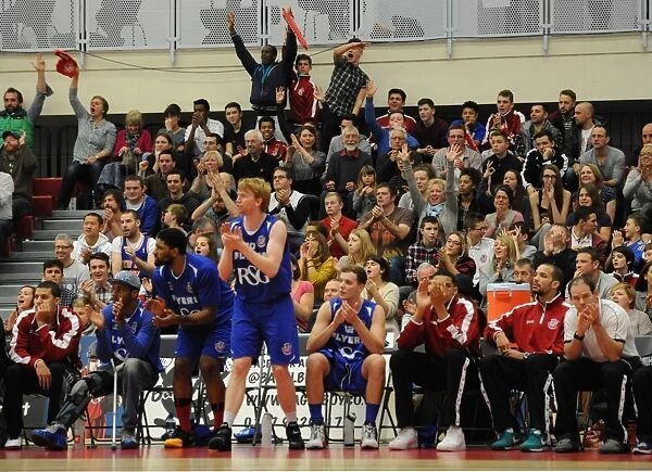 Bristol Flyers Fans in Action: Cheering at SGS Wise Campus during Basketball Game against Newcastle Eagles