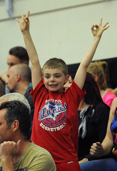 Bristol Flyers Fans in Full Cheer during Basketball Game against Newcastle Eagles