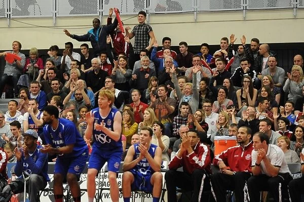 Bristol Flyers Fans in Full Cheer during Game against Newcastle Eagles