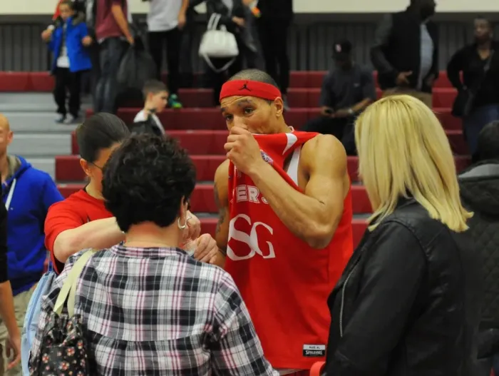 Framed Print : Bristol Flyers Greg Streete: Disappointment After Loss to Cheshire Phoenix