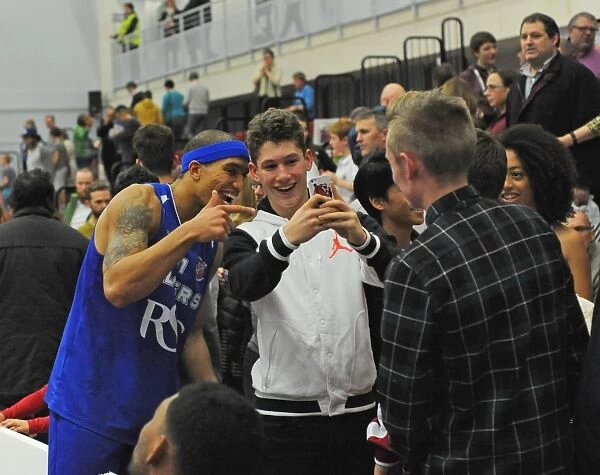 Bristol Flyers Greg Streete and Fan Share a Selfie Moment during Bristol Flyers vs. Sheffield Sharks Basketball Game