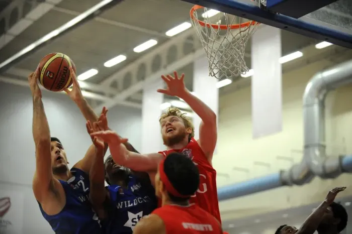 Framed Print : Bristol Flyers: Mathias Seilund's Intense Battle for the Ball Framed Print : Bristol Flyers: Mathias Seilund's Intense Battle for the Ball