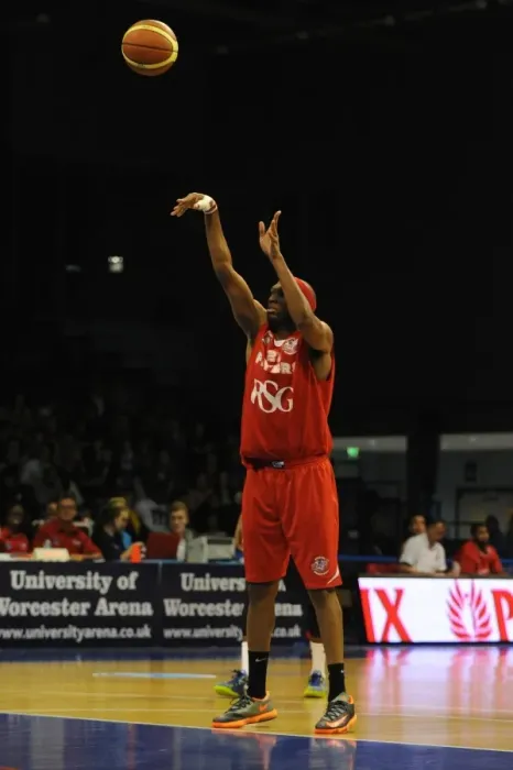 Framed Print : Bristol Flyers Stewart in Action during BBL Cup Match against Worcester Wolves
