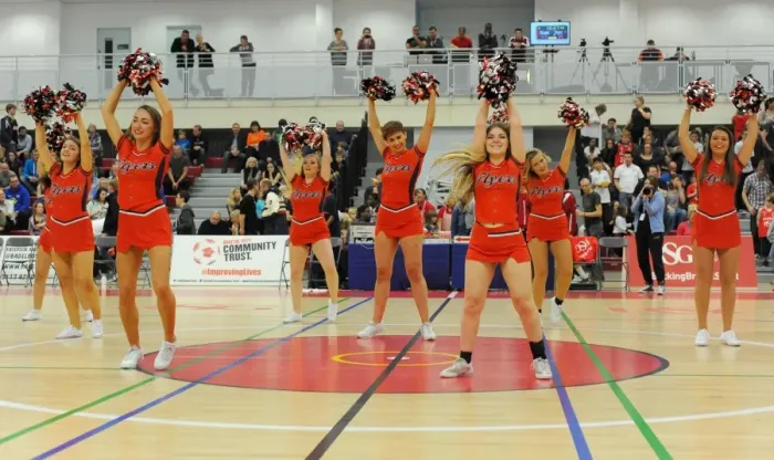 Framed Print : Bristol Flyers vs Cheshire Phoenix Basketball Game - Cheerleaders in Action Framed Print : Bristol Flyers vs Cheshire Phoenix Basketball Game - Cheerleaders in Action