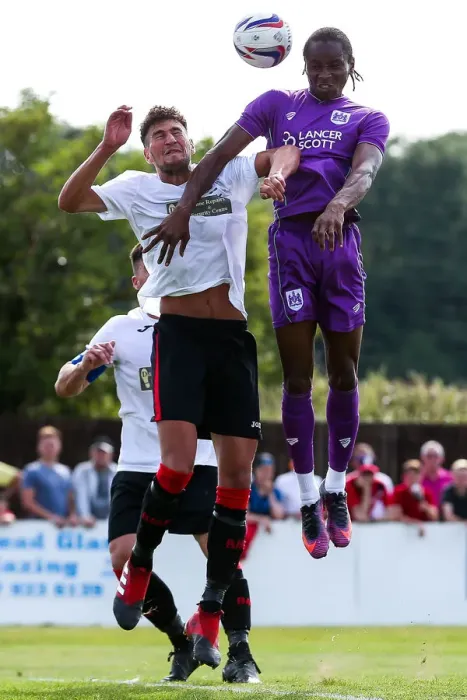 Framed Print : Bristol Manor Farm vs. Bristol City: Shawn McCoulsky in Action, 2017 Pre-season Friendly, The Creek, Bristol