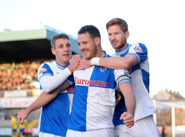 Framed Print : Bristol Rovers Celebrate Tom Parkes Goal Against AFC Wimbledon in Sky Bet League Two, 2013 Framed Print : Bristol Rovers Celebrate Tom Parkes Goal Against AFC Wimbledon in Sky Bet League Two, 2013