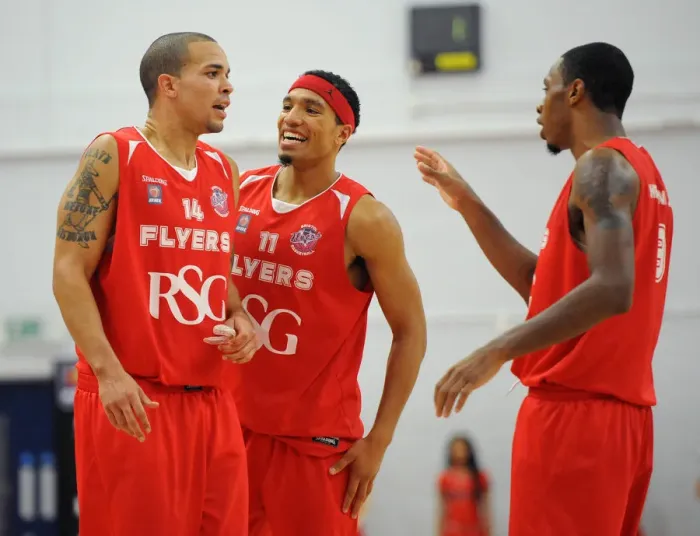 Framed Print : British Basketball Cup Showdown: Flyers vs. Raiders at Wise Campus - Intense Action from Bristol Flyers and Plymouth Raiders