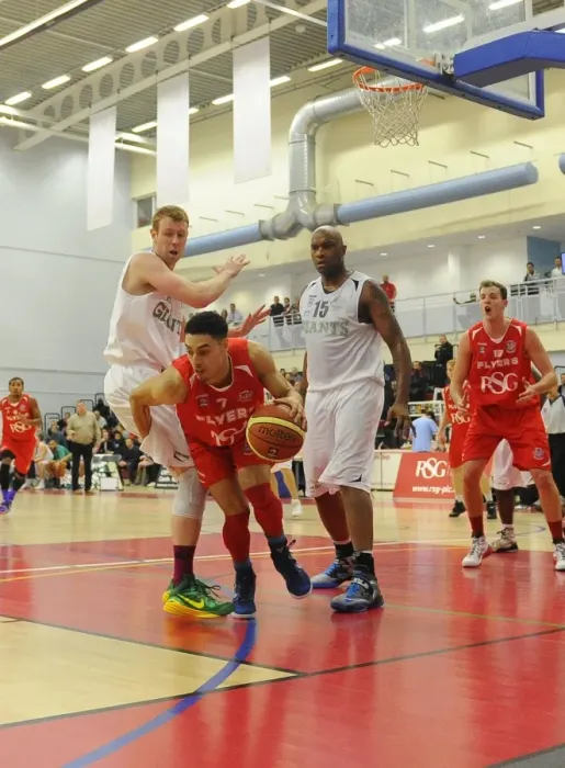 Framed Print : British Basketball League: Flyers vs. Giants at SGS Wise Campus (December 2014) - A Clash of Basketball Titans