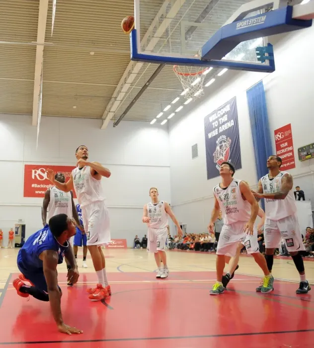 Framed Print : British Basketball League: Intense Showdown between Bristol Flyers and Plymouth Raiders at SGS Wise Campus