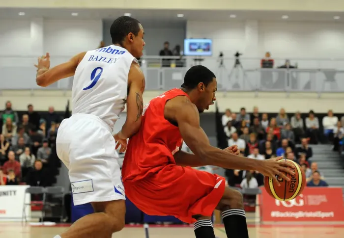 Framed Print : British Basketball League: Showdown at SGS Wise Campus - Bristol Flyers vs Cheshire Phoenix