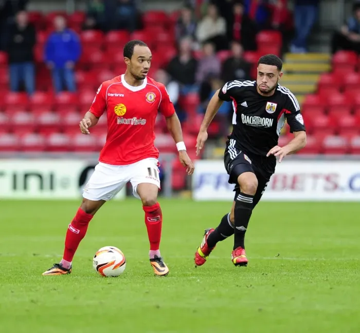 Framed Print : Bryon Moore Scores for Crewe Against Bristol City, 2013