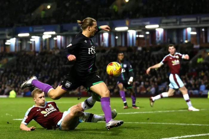 Framed Print : Burnley vs. Bristol City: Luke Freeman Tackled by Ben Mee Framed Print : Burnley vs. Bristol City: Luke Freeman Tackled by Ben Mee