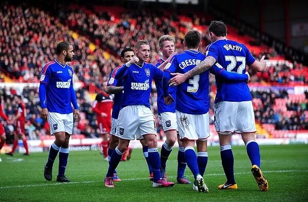 Celebrating the Goal: Ipswich Town's Daryl Murphy and Team Mates