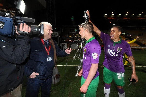 Celebrating Promotion: Emotional Moment between James Tavernier and Joe Bryan, Bradford City vs. Bristol City
