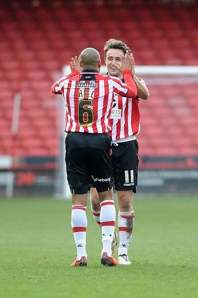 Celebrating Against Former Team: Sheffield United's Matthew Hill and Jose Baxter Rejoice in Goal vs. Bristol City