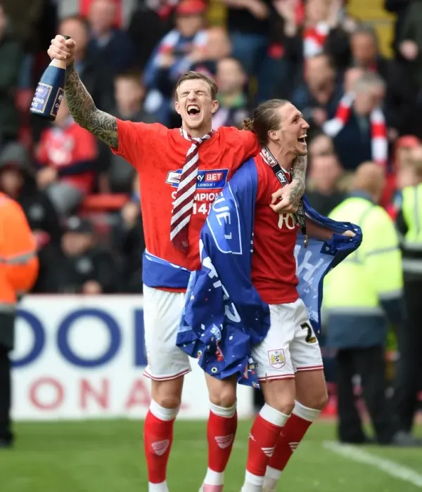 Framed Print : Celebrating Victory: Aden Flint and Luke Ayling, Bristol City Football Club