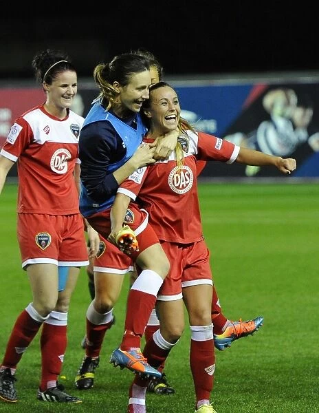 Celebrating Victory: Harding and Yorston's Thrilling Goals for Bristol Academy Women's FC against FC Barcelona