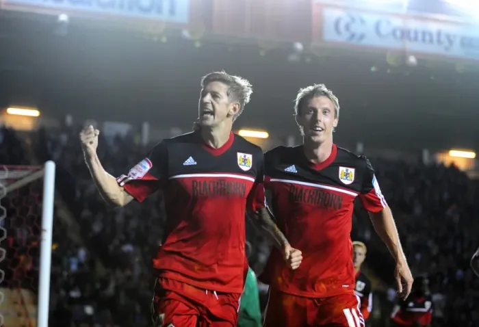 Framed Print : Celebration at Ashton Gate: Stead and Woolford Rejoice in Bristol City's Championship Victory over Crystal Palace Framed Print : Celebration at Ashton Gate: Stead and Woolford Rejoice in Bristol City's Championship Victory over Crystal Palace