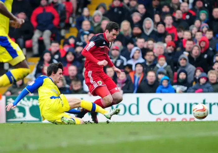 Framed Print : Challenge and Controversy: Cunningham vs. Lee in the Box - Bristol City vs. Sheffield Wednesday, 01 / 04 / 2013