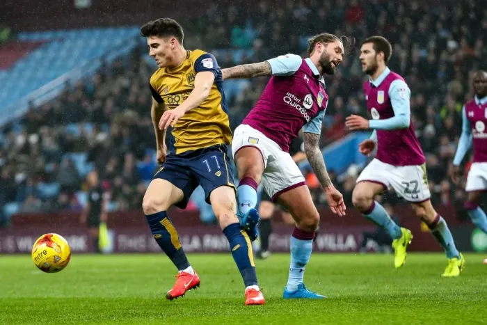 Framed Print : Challenge at Villa Park: O'Dowda vs Jedinak in Aston Villa vs. Bristol City Championship Clash Framed Print : Challenge at Villa Park: O'Dowda vs Jedinak in Aston Villa vs. Bristol City Championship Clash