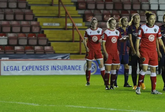 Framed Print : Champions Clash: Bristol Academy FC vs. FC Barcelona - A Historic Women's Champions League Showdown at Ashton Gate Framed Print : Champions Clash: Bristol Academy FC vs. FC Barcelona - A Historic Women's Champions League Showdown at Ashton Gate