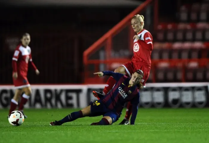 Framed Print : Champions League Showdown: Sophie Ingle of Bristol City FC in Action against FC Barcelona at Ashton Gate Framed Print : Champions League Showdown: Sophie Ingle of Bristol City FC in Action against FC Barcelona at Ashton Gate