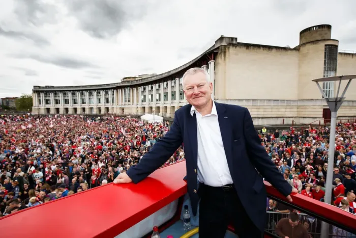 Framed Print : Champions Triumph: Throngs Gather for Bristol City's Open Top Bus Parade