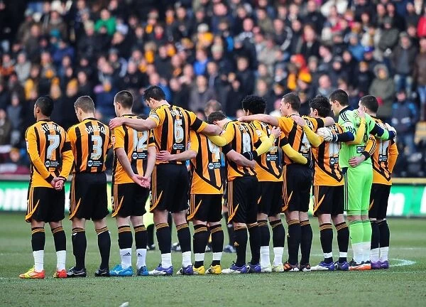 Championship Football: Hull City and Bristol City Players Honor the Minute's Silence (11-02-2012)