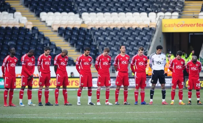 Framed Print : Championship Football: Hull City vs. Bristol City - Minutes Silence (11-02-2012)