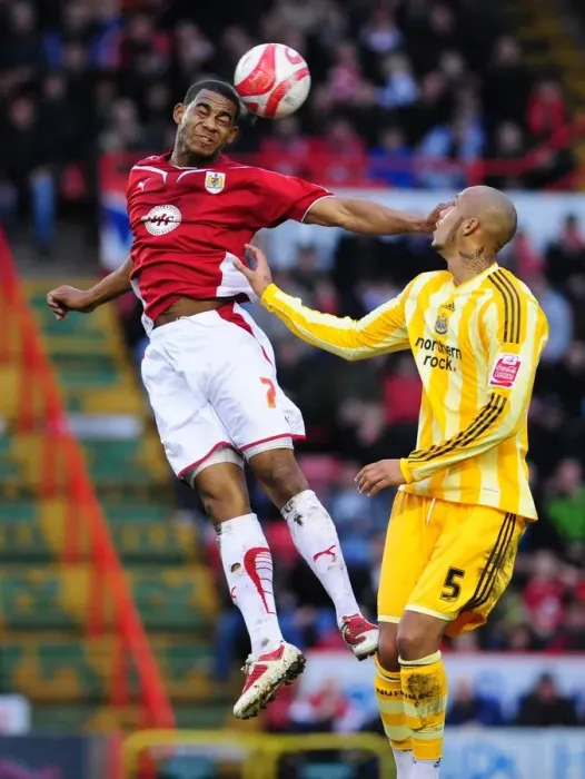 Framed Print : Championship Showdown: Elliott vs. Hall - Aerial Battle at Ashton Gate, 2010 (Bristol City vs. Newcastle Utd) Framed Print : Championship Showdown: Elliott vs. Hall - Aerial Battle at Ashton Gate, 2010 (Bristol City vs. Newcastle Utd)