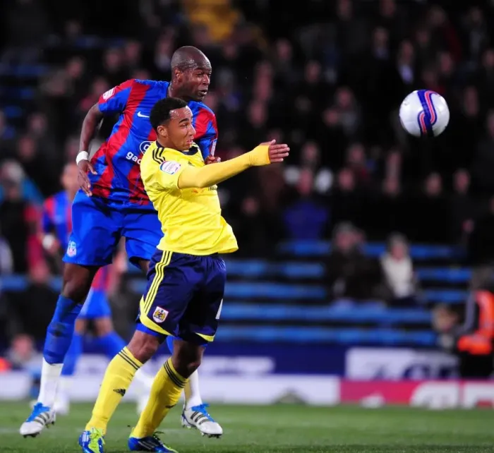 Framed Print : Championship Showdown: Maynard vs. Gardner - A High Ball Battle at Selhurst Park, 15 / 10 / 2011 (Bristol City vs. Crystal Palace) Framed Print : Championship Showdown: Maynard vs. Gardner - A High Ball Battle at Selhurst Park, 15 / 10 / 2011 (Bristol City vs. Crystal Palace)