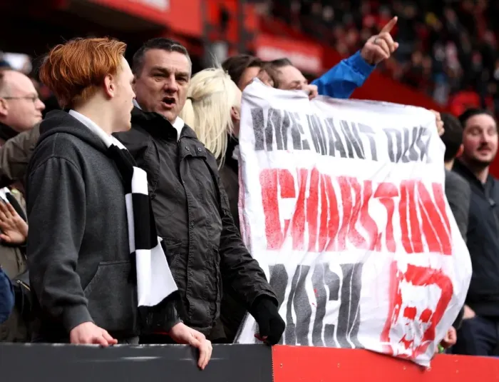 Framed Print : Charlton Athletic Fans Protest Against Club Owners during Charlton v Bristol City Match, 2016