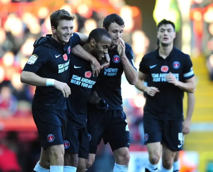 Framed Print : Charlton Athletic's Danny Haynes Celebrates with Team Mates After Goal vs. Bristol City (11-11-2012) Framed Print : Charlton Athletic's Danny Haynes Celebrates with Team Mates After Goal vs. Bristol City (11-11-2012)