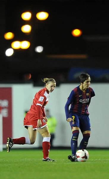 Chasing Greatness: Loren Dykes of Bristol Academy Pursues FC Barcelona's Marta Corredera in Womens Champions League