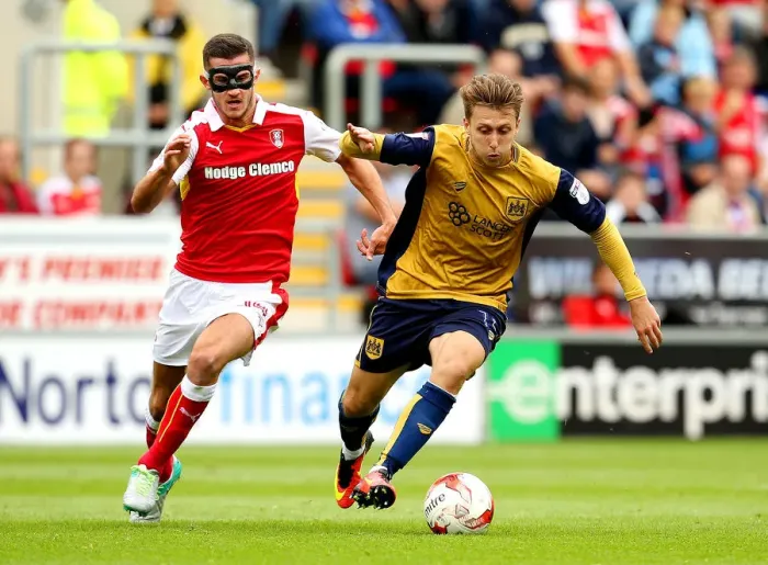 Framed Print : Chasing the Win: Luke Freeman vs. Dominic Ball in Rotherham United vs. Bristol City Championship Clash Framed Print : Chasing the Win: Luke Freeman vs. Dominic Ball in Rotherham United vs. Bristol City Championship Clash