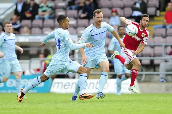 Framed Print : Chasing the Win: Sam Baldock Pursues Loose Ball in Coventry vs. Bristol City Football Match Framed Print : Chasing the Win: Sam Baldock Pursues Loose Ball in Coventry vs. Bristol City Football Match
