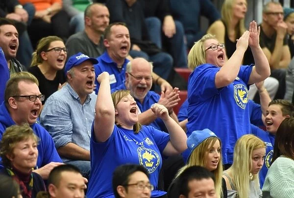Cheshire Phoenix Fans Celebrate as Their Team Scores at SGS Wise Arena, Bristol Flyers Game