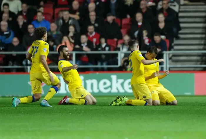 Framed Print : Chris Wood's Goal Celebration: Bristol City vs Leeds United, 2015