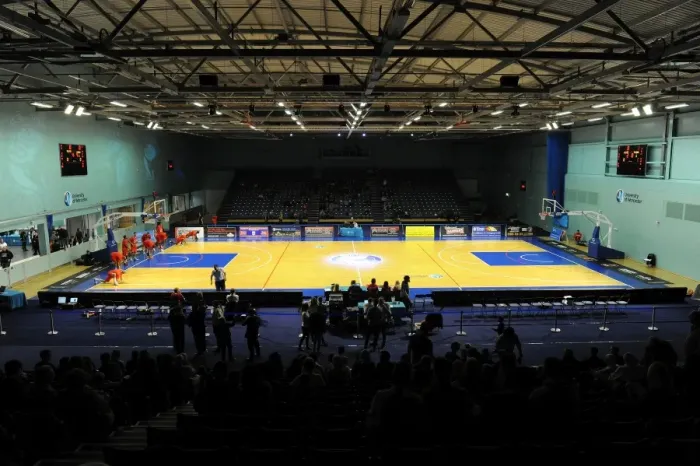 Framed Print : A Clash of Basketball Rivals: Worcester Wolves vs. Bristol Flyers in the British Basketball League Cup