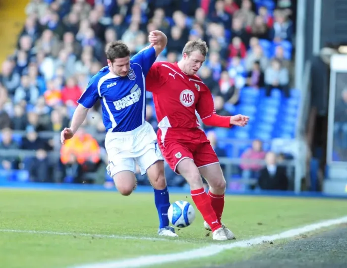 Framed Print : Clash of the Davids: Intense Rivalry between David Clarkson and David Norris in Ipswich Town vs. Bristol City Football Match