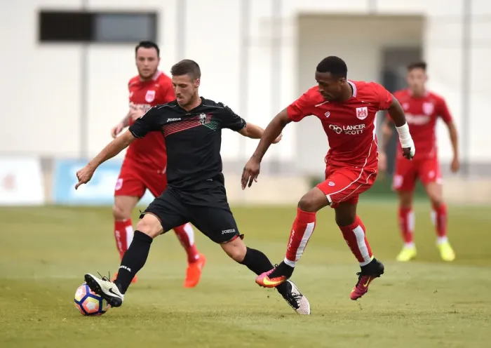 Framed Print : Clash at Pinatar Arena: Ruben Perez vs. Jonathan Kodjia in Granada vs. Bristol City Pre-season Friendly Framed Print : Clash at Pinatar Arena: Ruben Perez vs. Jonathan Kodjia in Granada vs. Bristol City Pre-season Friendly