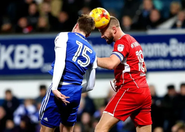 Framed Print : Clash at Portman Road: Wilbraham vs. Webster in Heading Battle between Ipswich and Bristol City Framed Print : Clash at Portman Road: Wilbraham vs. Webster in Heading Battle between Ipswich and Bristol City