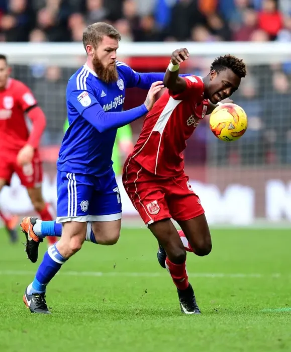 Framed Print : Clash of the Stars: Abraham vs. Gunnarsson - Bristol City vs. Cardiff City Showdown Framed Print : Clash of the Stars: Abraham vs. Gunnarsson - Bristol City vs. Cardiff City Showdown