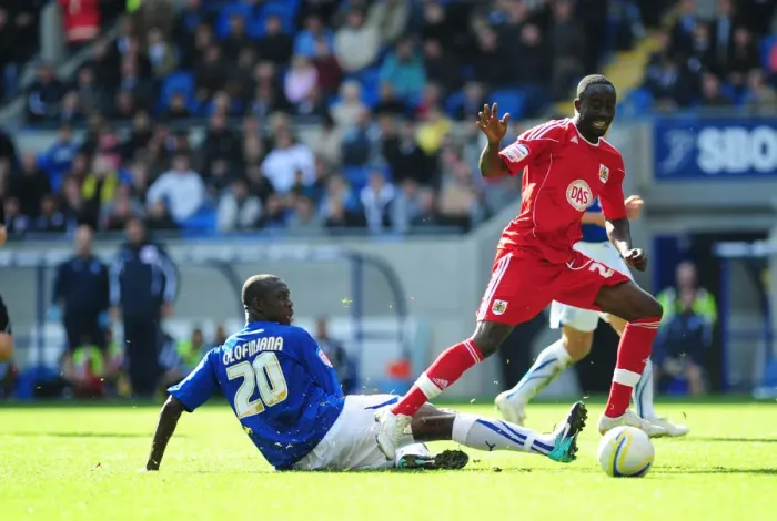 Framed Print : Clash of Titans: Olofinjana vs. Adomah in Intense Npower Championship Battle at Cardiff City Stadium (16 / 10 / 2010) Framed Print : Clash of Titans: Olofinjana vs. Adomah in Intense Npower Championship Battle at Cardiff City Stadium (16 / 10 / 2010)