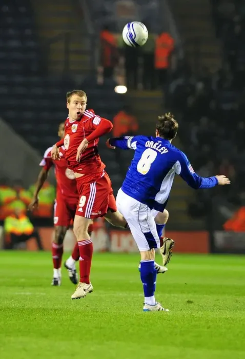 Framed Print : Clash at Walkers Stadium: David Clarkson vs. Matt Oakley - Leicester City vs. Bristol City, Championship Football, 18 / 02 / 2011
