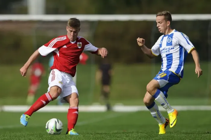 Framed Print : Clash of Young Stars: Withey vs Drew in Bristol City U18 vs Brighton & Hove Albion U18 Football Match Framed Print : Clash of Young Stars: Withey vs Drew in Bristol City U18 vs Brighton & Hove Albion U18 Football Match